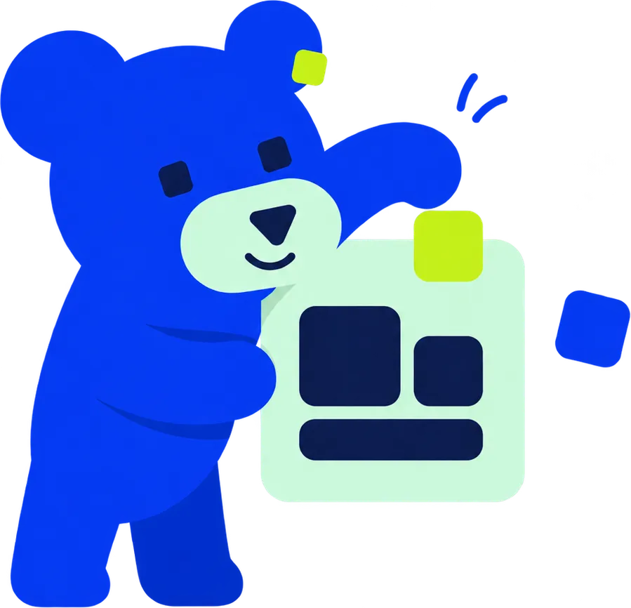 The Bear Tools bear holding up an app